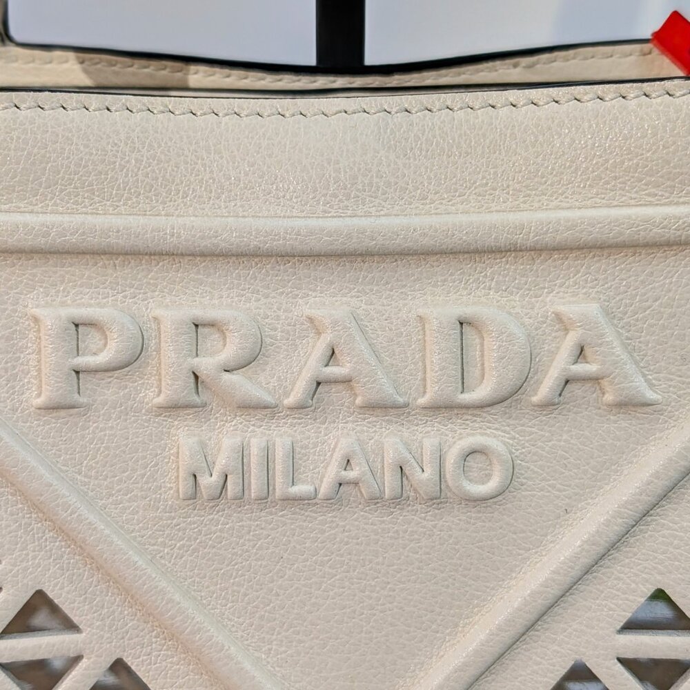Prada Milano Cream Perforated Tote Bag - Picture 4 of 16